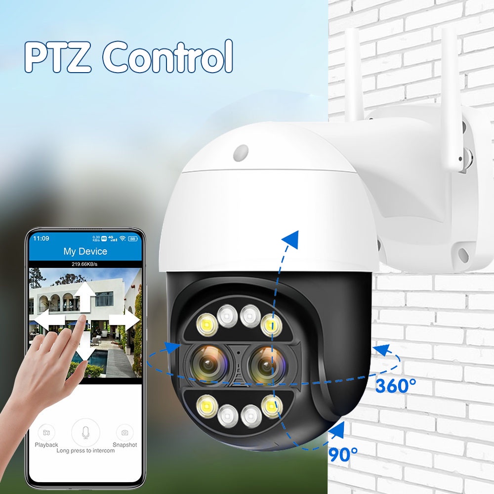 LLSEE icsee camera 2 mắt wifi không dây HD 8MP 4k 8X zoom quang PTZ camera 360 độ tầm nhìn ban đêm theo dõi chuyển động trò chuyện hai chiều