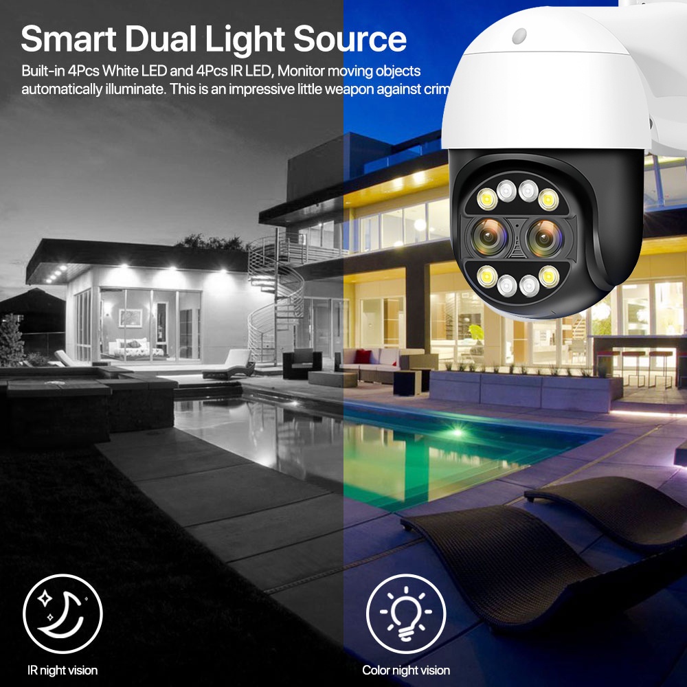 LLSEE icsee camera 2 mắt wifi không dây HD 8MP 4k 8X zoom quang PTZ camera 360 độ tầm nhìn ban đêm theo dõi chuyển động trò chuyện hai chiều