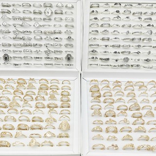 Bộ 50 Nhẫn Đính Ngọc Trai Nhiều Màu Sắc Thời Trang Cho Nữ