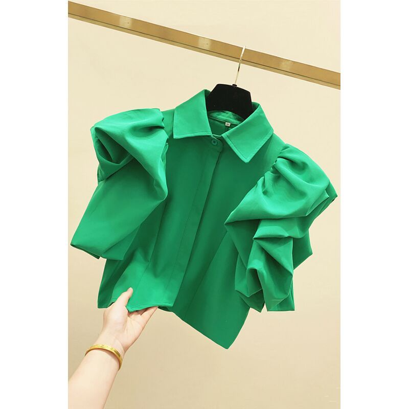 Áo Sơ Mi Chiffon Tay Ngắn Phồng Dáng Rộng Thời Trang Mùa Hè Hàn Quốc 2022 Dành Cho Bạn Nữ