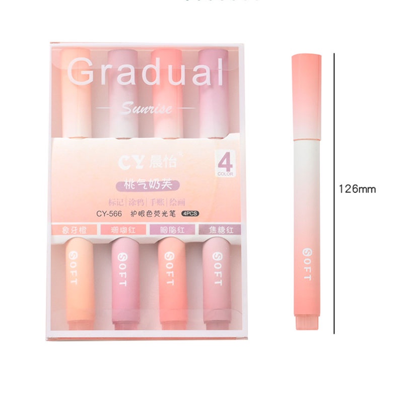 Bộ 4 Bút Highlighter Đánh Dấu Màu Sắc Gradient