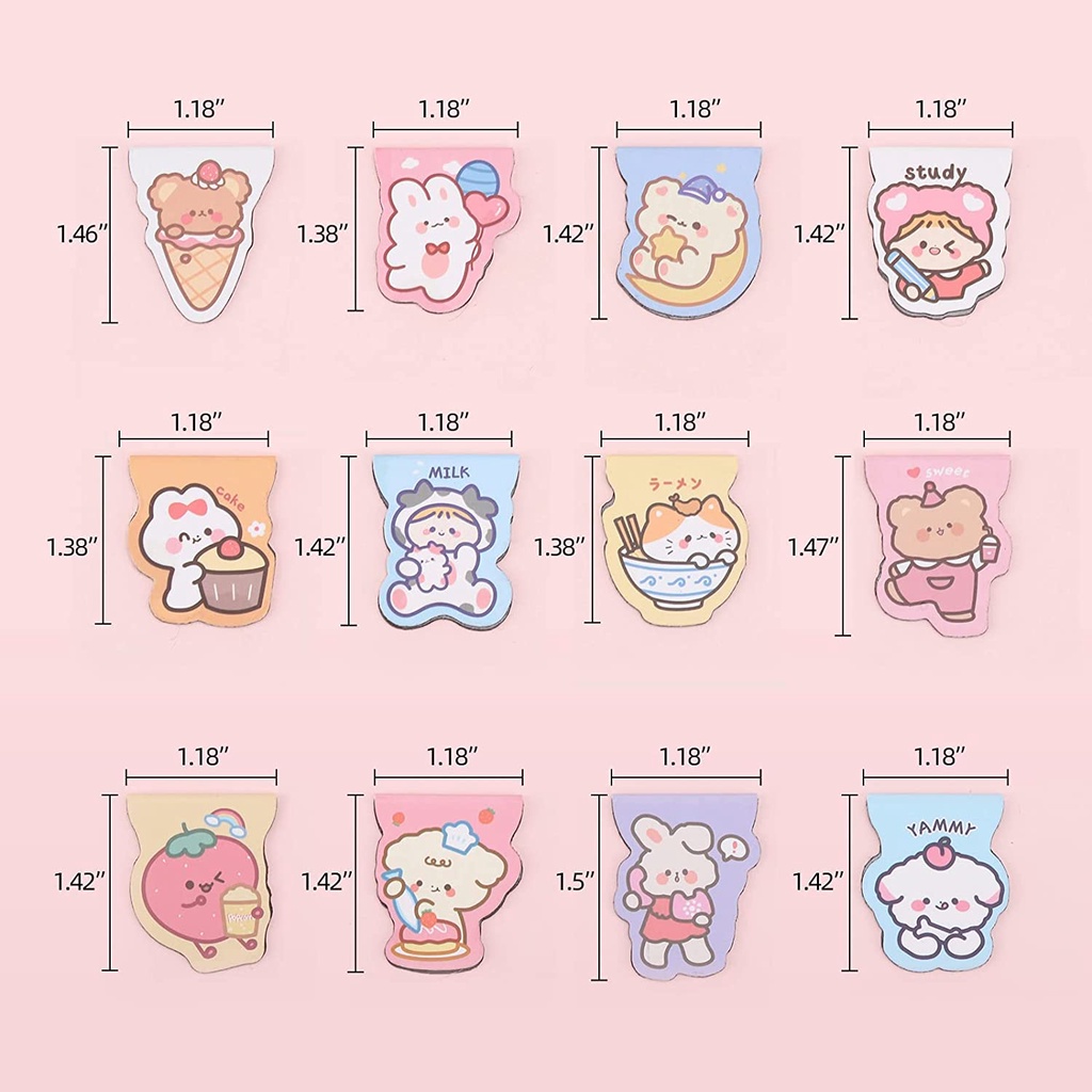 Bộ 12 Kẹp Đánh Dấu Trang Sách Có Nam Châm