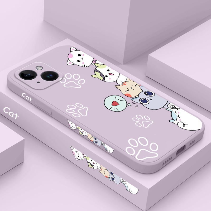 Ôp Điện Thoại Dẻo Họa Tiết Chú Mèo Xếp Chồng Độc Đáo Dễ Thương Cho iphone 15pro 15 14pro 14 pro plus max 14promax 5g Ốp