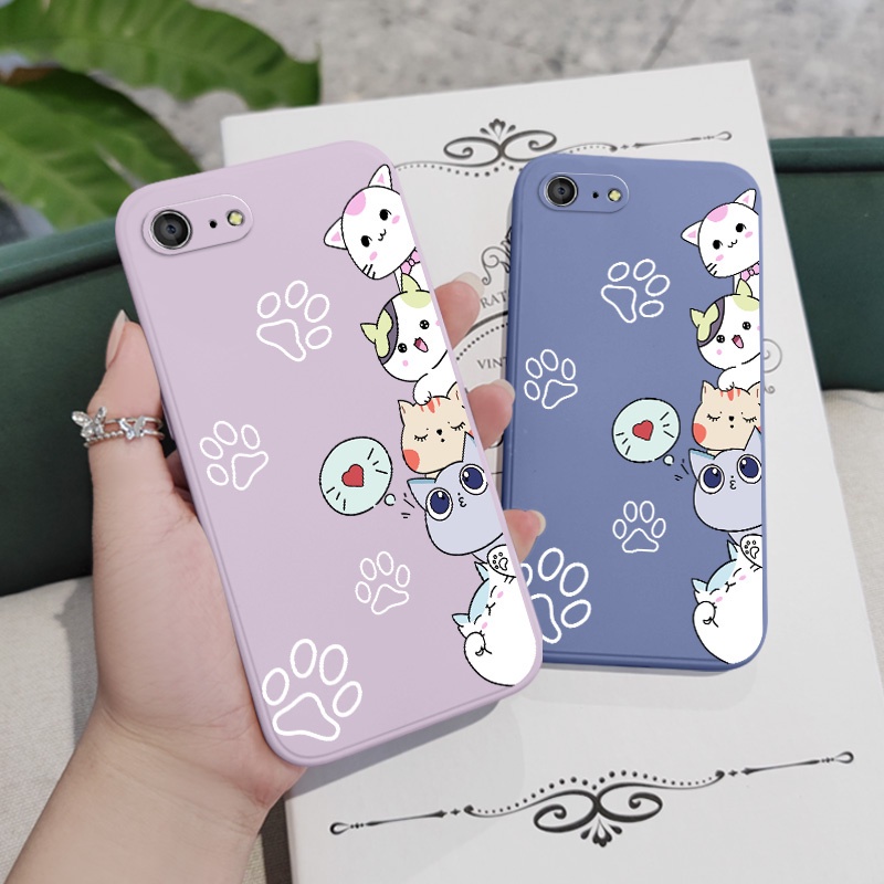 Ốp Điện Thoại Silicon Dẻo Họa Tiết Chú Mèo Dễ Thương Cho IPhone SE2 8 7 6 6S Plus SE 2020
