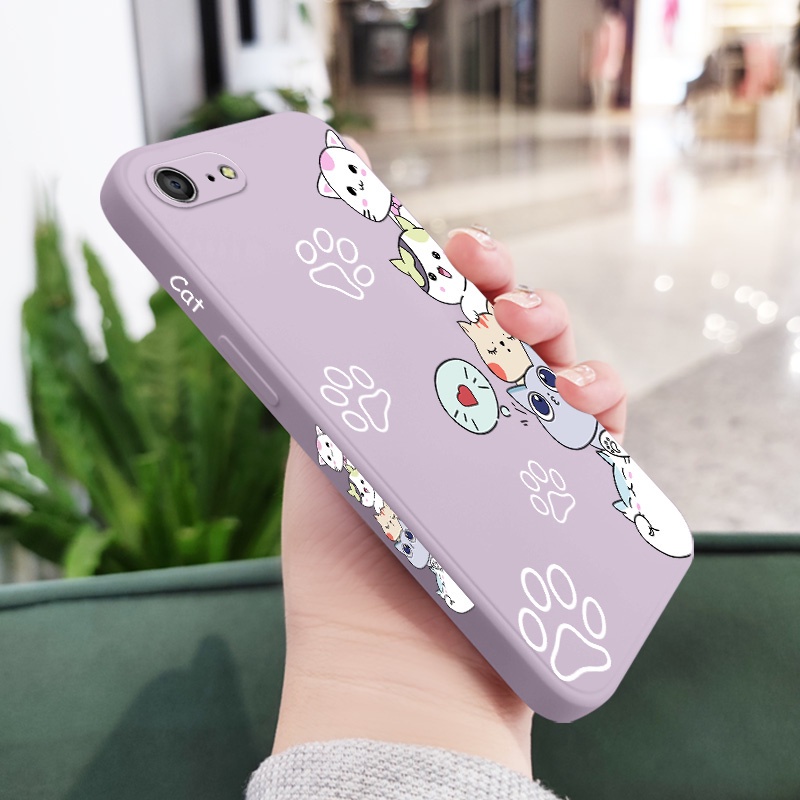 Ốp Điện Thoại Silicon Dẻo Họa Tiết Chú Mèo Dễ Thương Cho IPhone SE2 8 7 6 6S Plus SE 2020