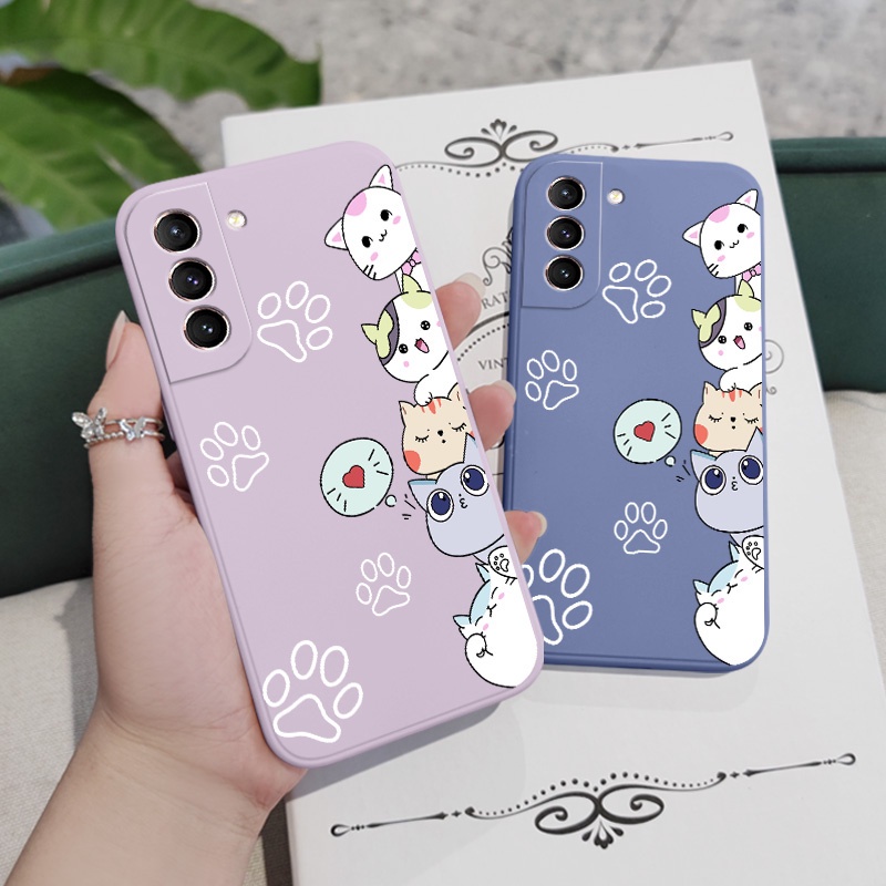 Ốp Điện Thoại Hình Mèo Dễ Thương Cho Samsung Galaxy S21 S20 FE Ultra Plus