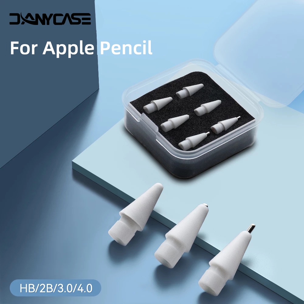 Set 6 Đầu Bút Chì Thay Thế Hai Lớp Cứng Kèm Hộp Đựng Cho Apple Pencil 1st 2nd Generation 2H 2B 3.0 4.0 iPad Stylus