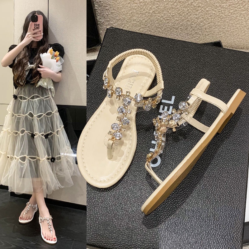 Giày Sandal Đế Bằng Thời Trang Đi Biển Mùa Hè 2023 Cho Nữ
