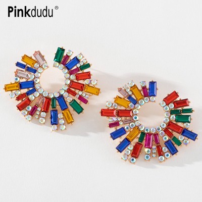 Bông tai Pinkdudu PD636 hình hoa hướng dương đính đá thời trang cho nữ