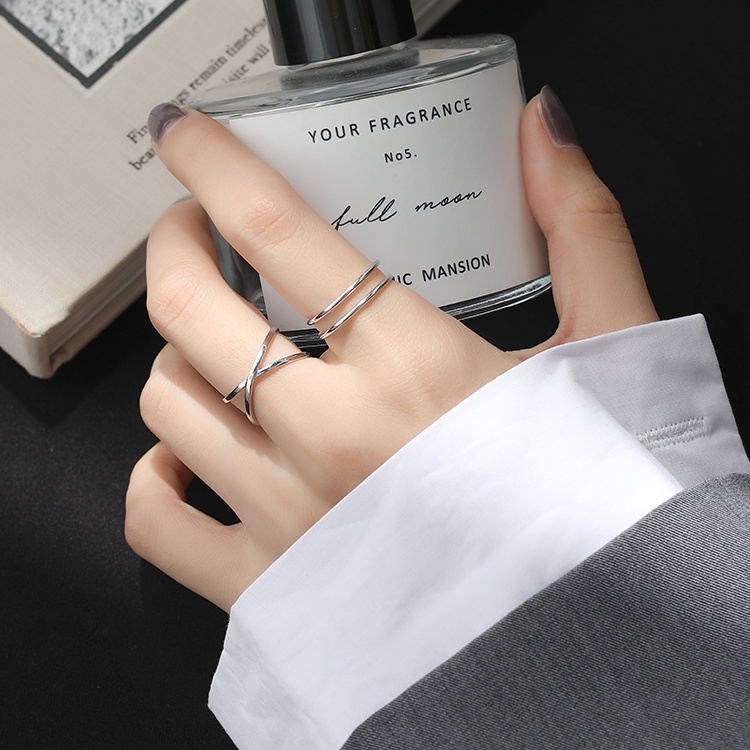 Nhẫn Bạc sterling Dạng Hở Không Phai Màu Phong Cách Hàn Quốc Đơn Giản Có Thể Điều Chỉnh Cho Nữ Sinh