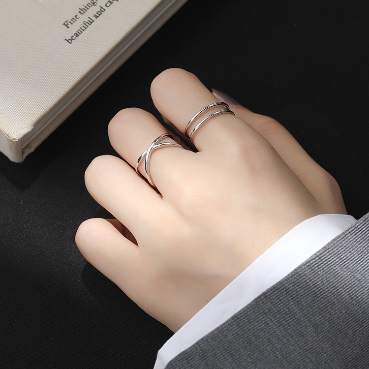 Nhẫn Bạc sterling Dạng Hở Không Phai Màu Phong Cách Hàn Quốc Đơn Giản Có Thể Điều Chỉnh Cho Nữ Sinh