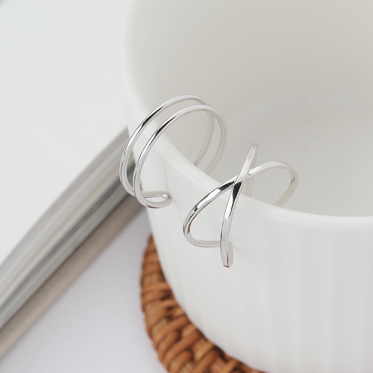 Nhẫn Bạc sterling Dạng Hở Không Phai Màu Phong Cách Hàn Quốc Đơn Giản Có Thể Điều Chỉnh Cho Nữ Sinh