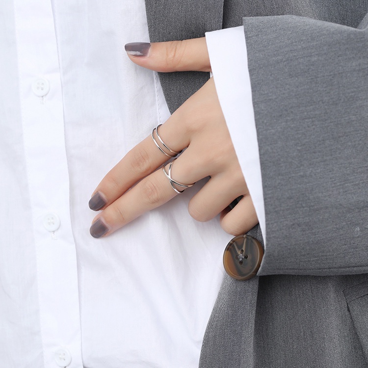 Nhẫn Bạc sterling Dạng Hở Không Phai Màu Phong Cách Hàn Quốc Đơn Giản Có Thể Điều Chỉnh Cho Nữ Sinh