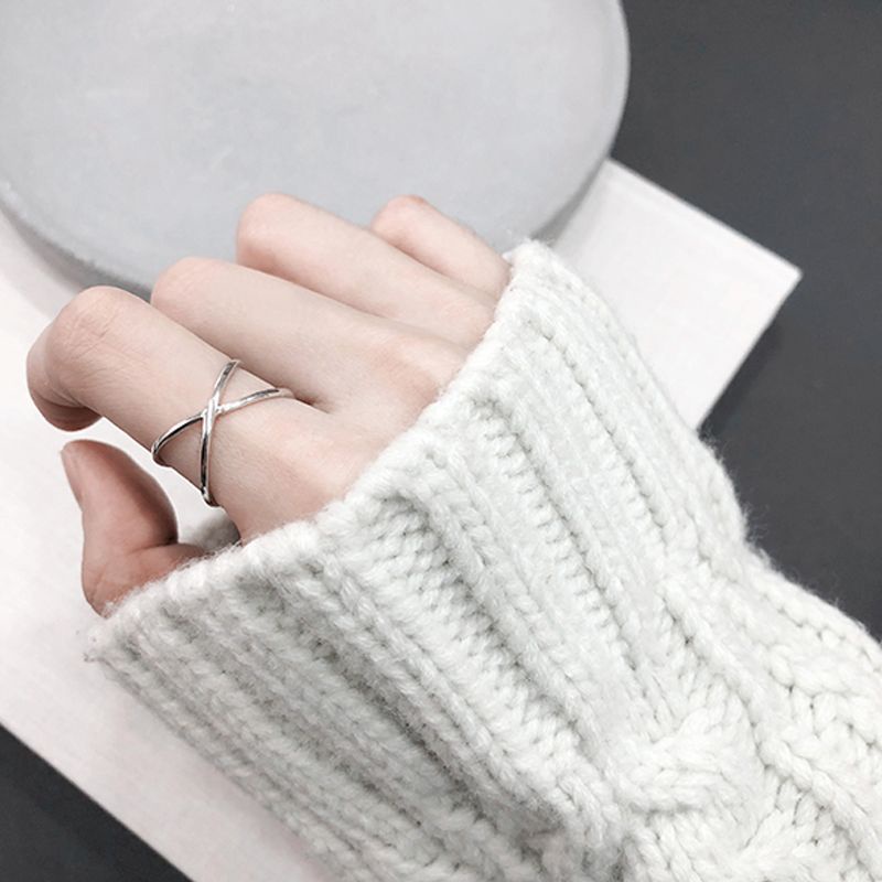 Nhẫn Bạc sterling Dạng Hở Không Phai Màu Phong Cách Hàn Quốc Đơn Giản Có Thể Điều Chỉnh Cho Nữ Sinh