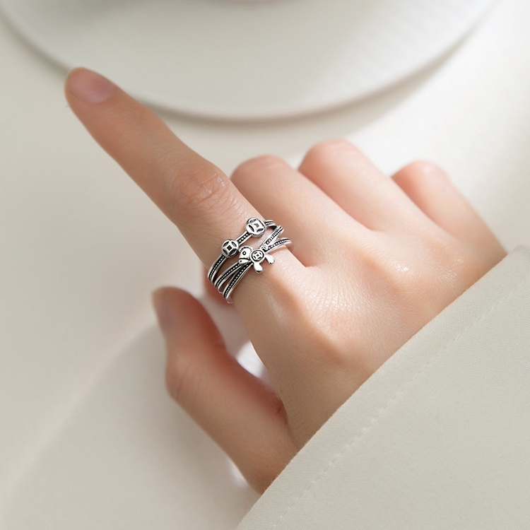 Nhẫn Mạ Bạc 925 Hình Đồng Xu Cổ Điển Có Thể Điều Chỉnh Kích Cỡ