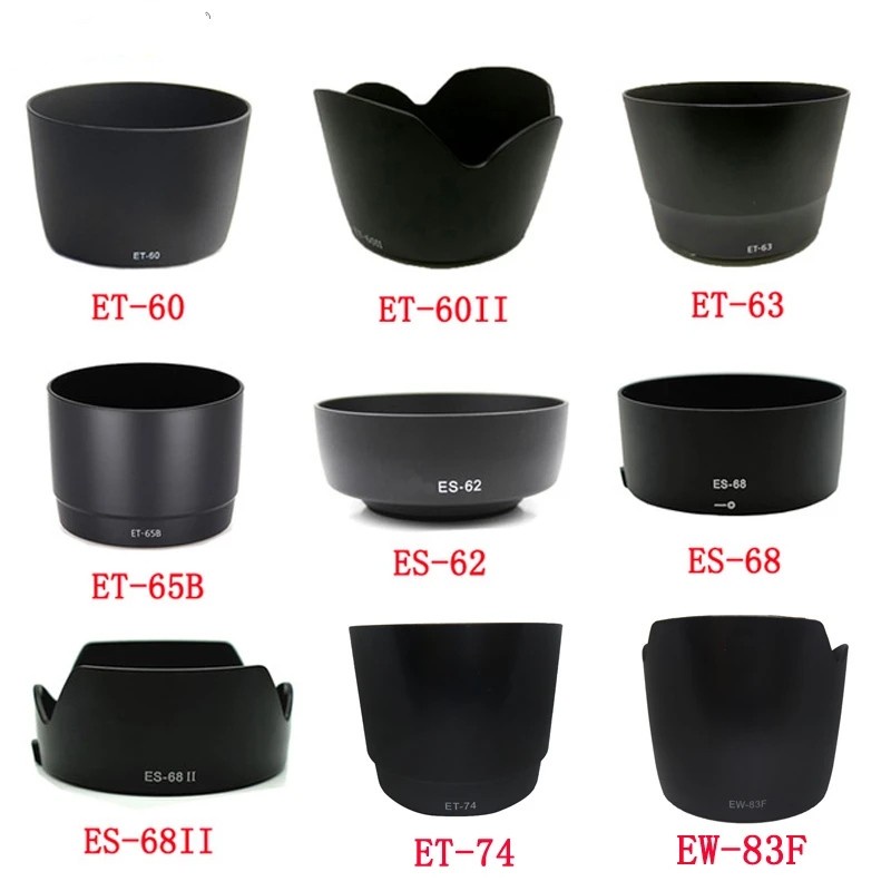 ET-60 ET-60II ET-63 ET-65B ES-62 ES-68 ES-68II ET-74 EW-83Fcamera Lens Hood cho máy ảnh ống kính can