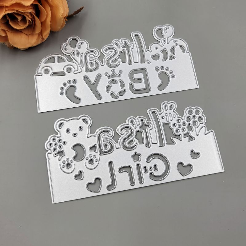 Khuôn Cắt Giấy Kim Loại Hình Em Bé Tắm Xinh Xắn