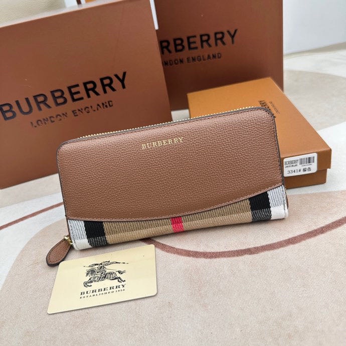 Ví Da Thật Dáng Dài 100% Chính Hãng Burberry M3341 Có Khóa Kéo Cho Nữ