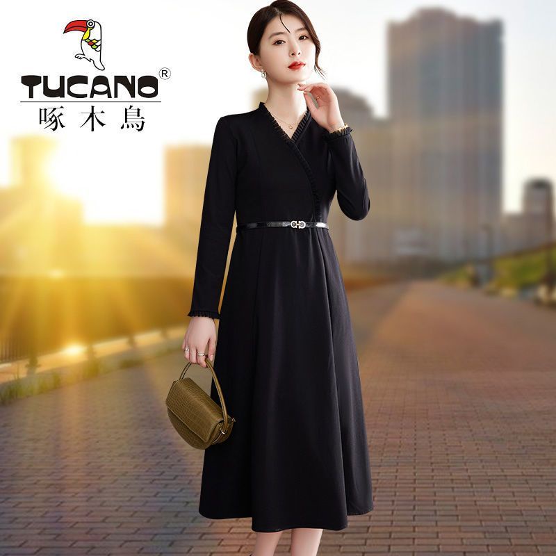 AAAĐầm Đen Tay Dài Vừa Vặn 00326MM Thời Trang Mùa Xuân 2023 Sang Trọng Cho Nữ