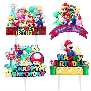 Nintendo nhân vật game super mario bros series luigi bowser yoshi mario trang trí bánh kem sinh nhật