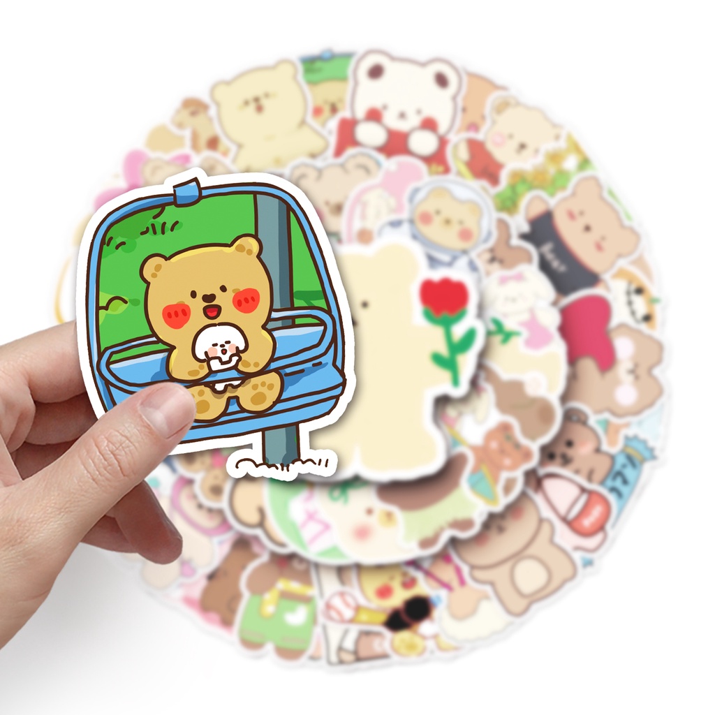 Set 10 / 50 Sticker Dán Xe Hơi Hình Gấu Dễ Thương