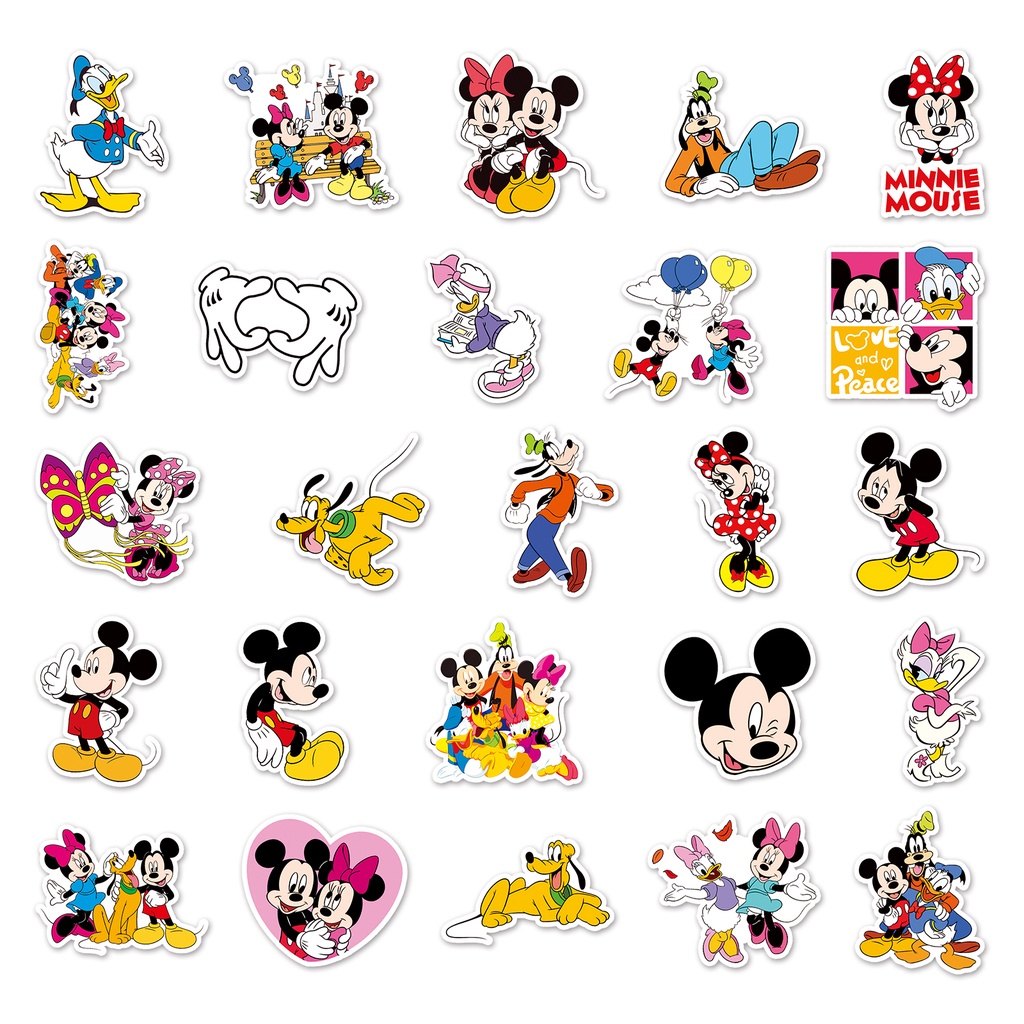 DISNEY Set 10 / 50 Miếng Dán Trang Trí Xe Hơi Hình Chuột Mickey Ngộ Nghĩnh
