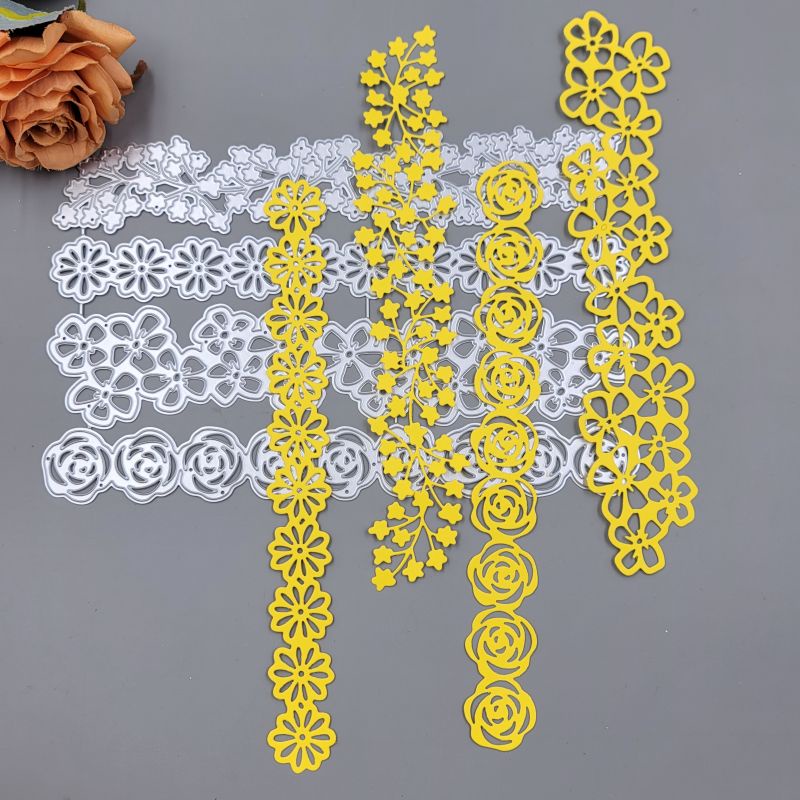 Bộ 4 Khuôn Cắt Giấy Kim Loại Hình Hoa Xinh Xắn