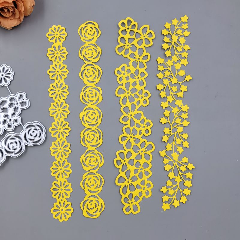 Bộ 4 Khuôn Cắt Giấy Kim Loại Hình Hoa Xinh Xắn
