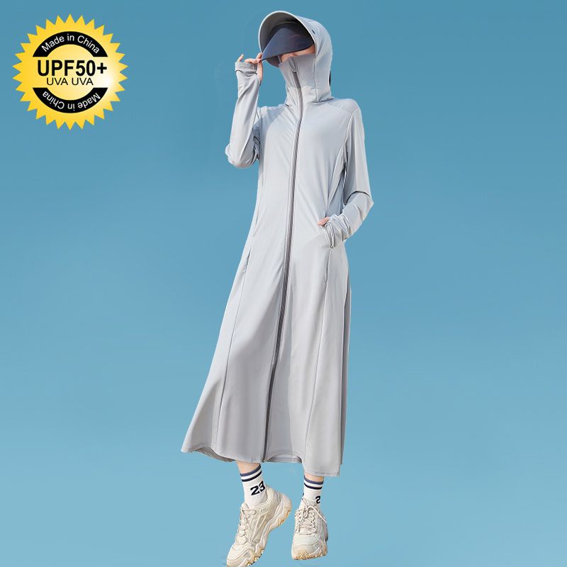 [Hàng Mới Về] Áo Khoác Chống Nắng Vải Lụa Lạnh Dáng Dài Vừa Vặn Chống Tia Cực Tím UPF50 + Cho Nữ