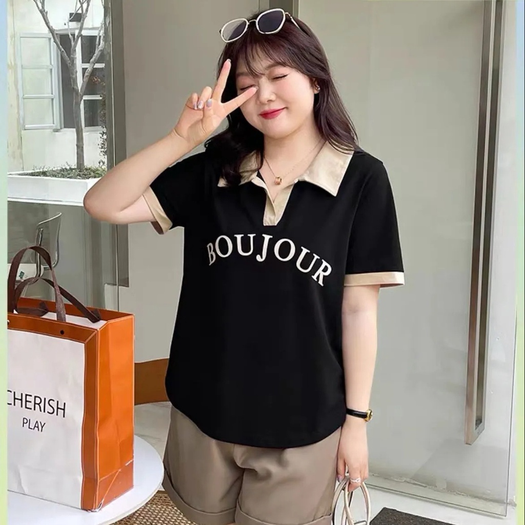 Giới Hạn Thời Gian Đặc Biệt Giảm Giá Áo Thun polo Dáng Rộng Tay Ngắn Cỡ Lớn Thoải Mái Trọng Lượng Lớn Trang Trọng Lượng Nhẹ Cho Nữ