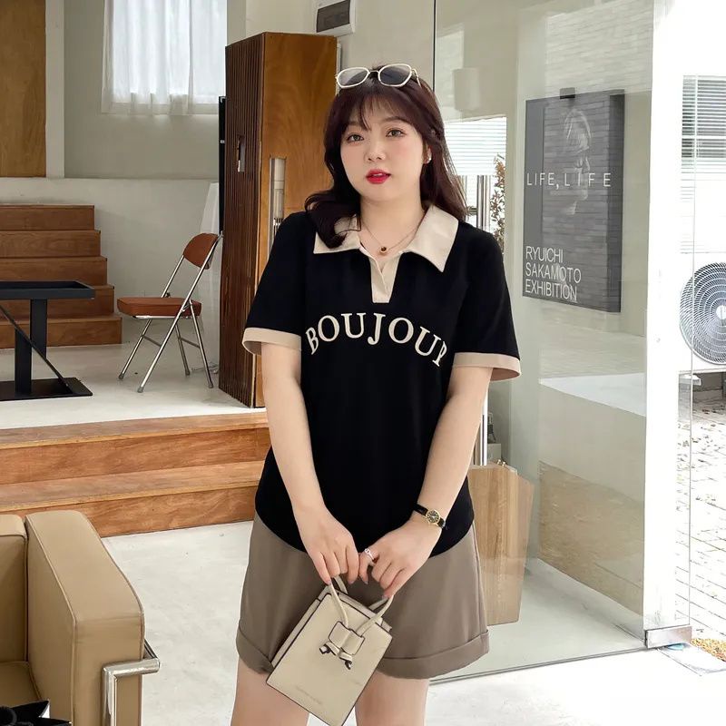 Giới Hạn Thời Gian Đặc Biệt Giảm Giá Áo Thun polo Dáng Rộng Tay Ngắn Cỡ Lớn Thoải Mái Trọng Lượng Lớn Trang Trọng Lượng Nhẹ Cho Nữ