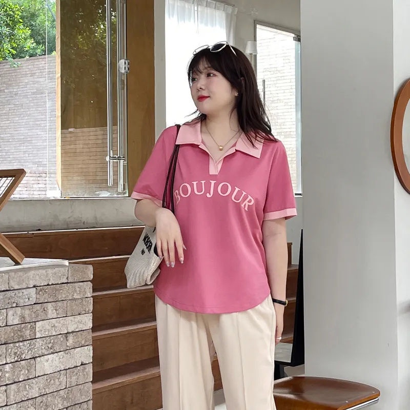 Giới Hạn Thời Gian Đặc Biệt Giảm Giá Áo Thun polo Dáng Rộng Tay Ngắn Cỡ Lớn Thoải Mái Trọng Lượng Lớn Trang Trọng Lượng Nhẹ Cho Nữ