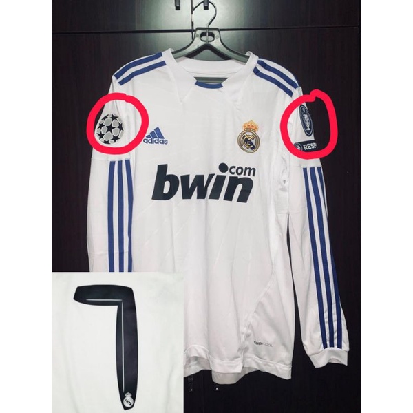 Áo Thun Bóng Đá Dài Tay Real Madrid 10-11 Size S-2XL