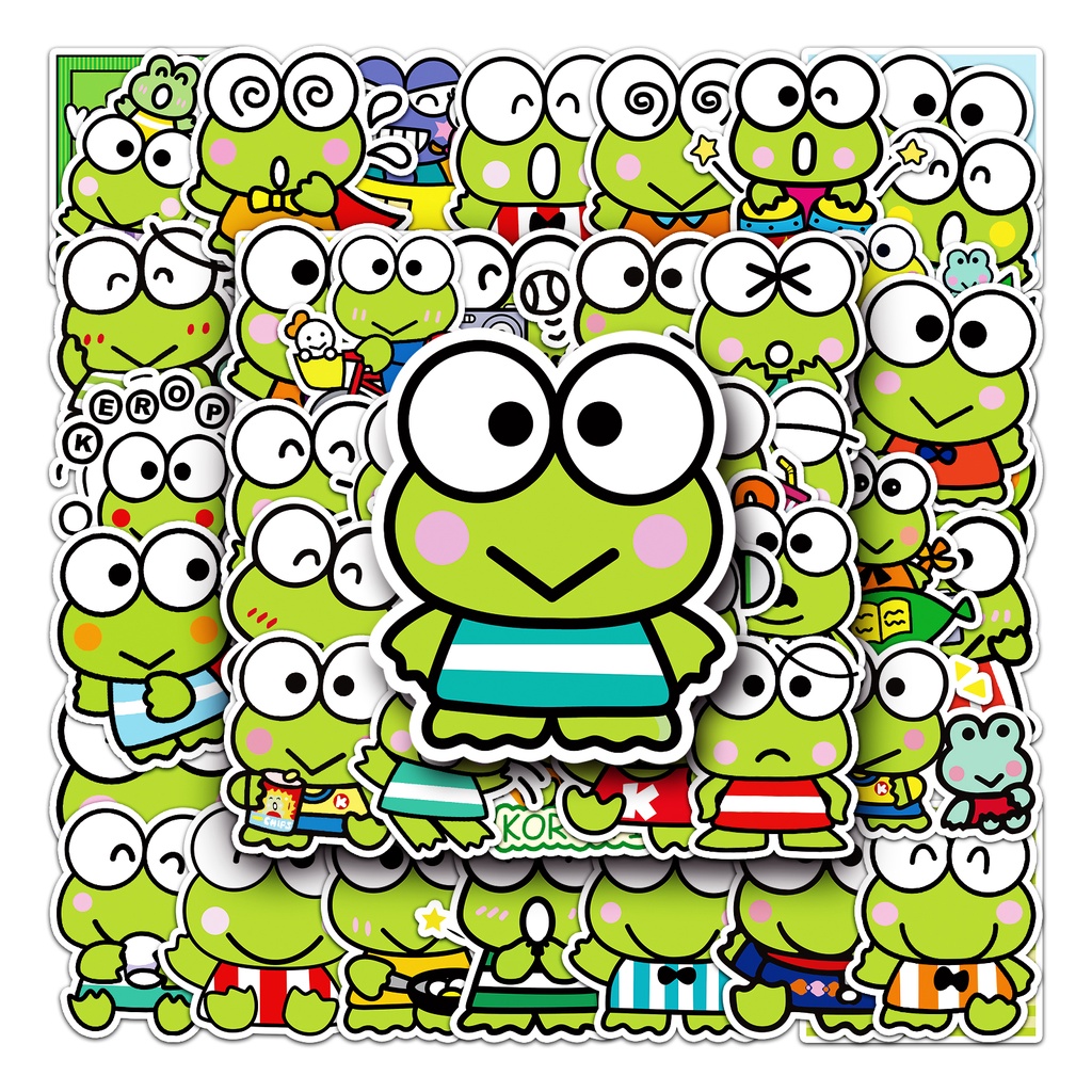 Bộ 50 Miếng Dán Hình Sanrio Keroppi Vui Nhộn Chống Thấm Nước Trang Trí Xe Hơi / Nhà Cửa