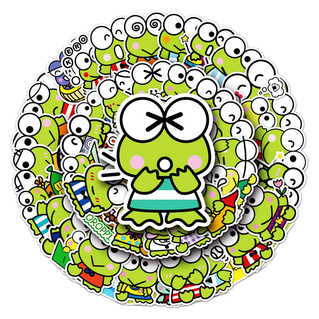 Bộ 50 Miếng Dán Hình Sanrio Keroppi Vui Nhộn Chống Thấm Nước Trang Trí Xe Hơi / Nhà Cửa