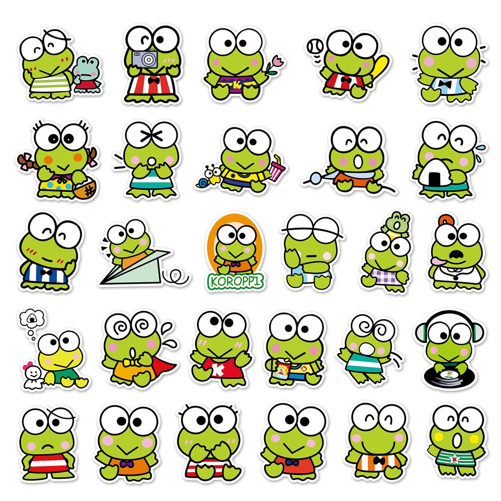 Bộ 50 Miếng Dán Hình Sanrio Keroppi Vui Nhộn Chống Thấm Nước Trang Trí Xe Hơi / Nhà Cửa