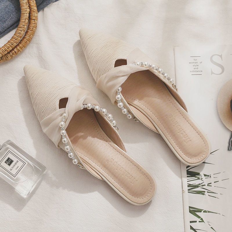 Dép Bít Mũi Nhọn Đế Bằng Thời Trang Mùa Hè Xinh Xắn Cho Nữ