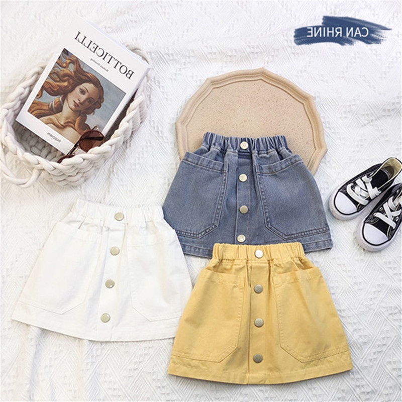 Chân Váy Denim Ngắn Phong Cách Công Chúa Thời Trang Đường Phố Hàn Quốc Độc Đáo Dành Cho Bé Gái