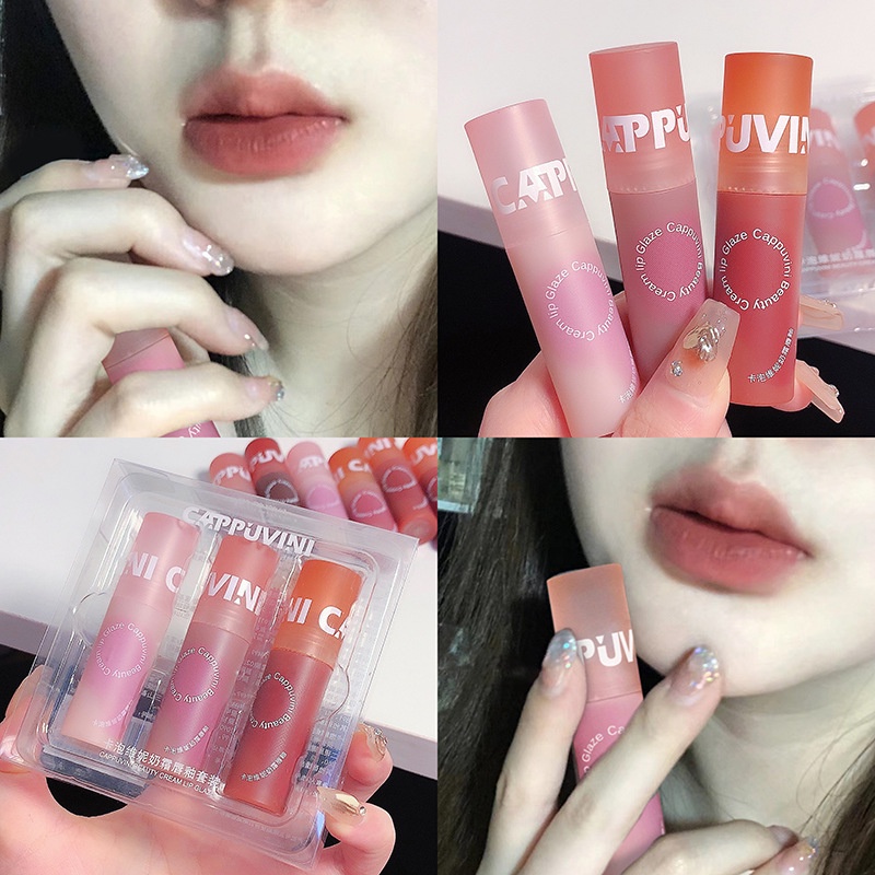 Set 3 Thỏi Son Kem Tông Nhung Lì Cappuvini