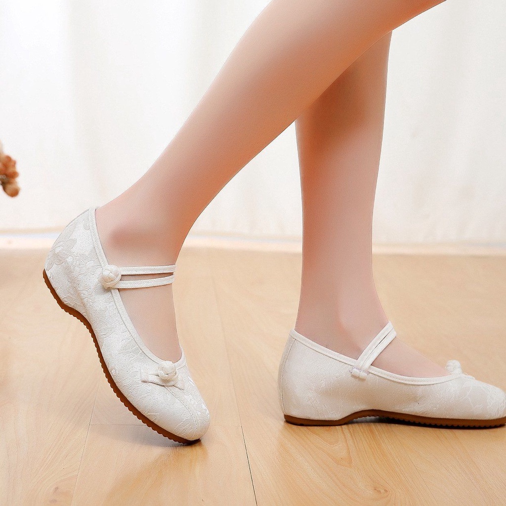 Giày Búp Bê Đế Xuồng Mũi Vuông Thêu Họa Tiết Phong Cách Dân Tộc Bắc Kinh Cổ Điển Mới Cho Nữ