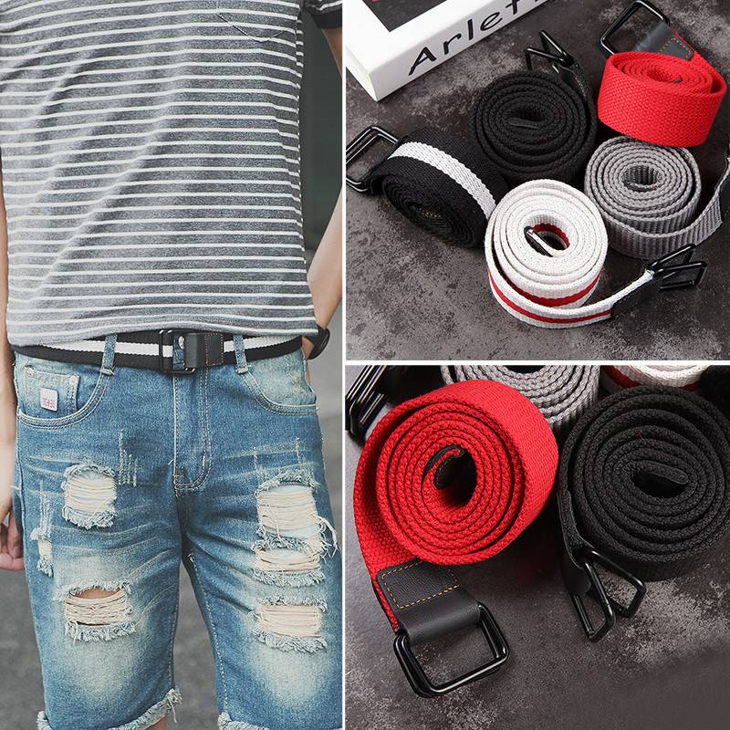 dây lưng nam unisex dây thắt lưng nữ vải canvas Thắt Lưng Vải Canvas Thời Trang Cho Nam Nữ#Giày Thể Thao Thời Trang Nữ Năng Động 39; s#Thắt Lưng Denim Hai Khóa Cài Phong Cách Quân Đội Hong Kong Trẻ Trung 39%