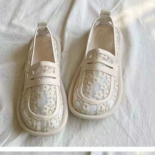 Giày Lười Đế Bằng Thiết Kế Lỗ Lưới Thoáng Khí Thời Trang Mùa Hè Hàng Mới Dành Cho Bạn Nữ