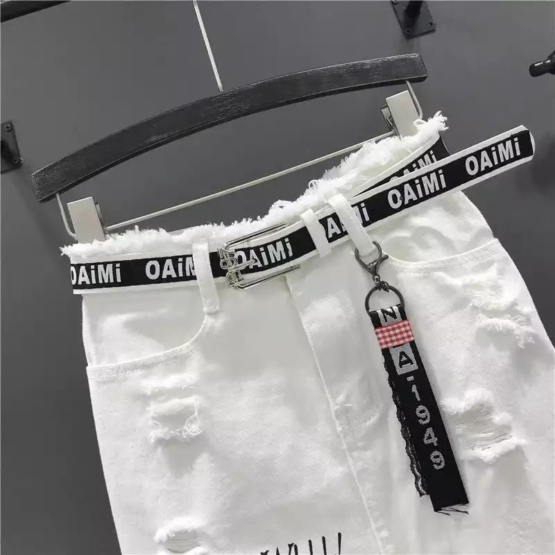 Chân Váy Denim Dài Màu Trắng Dáng Rộng Phong Cách Châu Âu Thời Trang Xuân Thu Hàng Mới