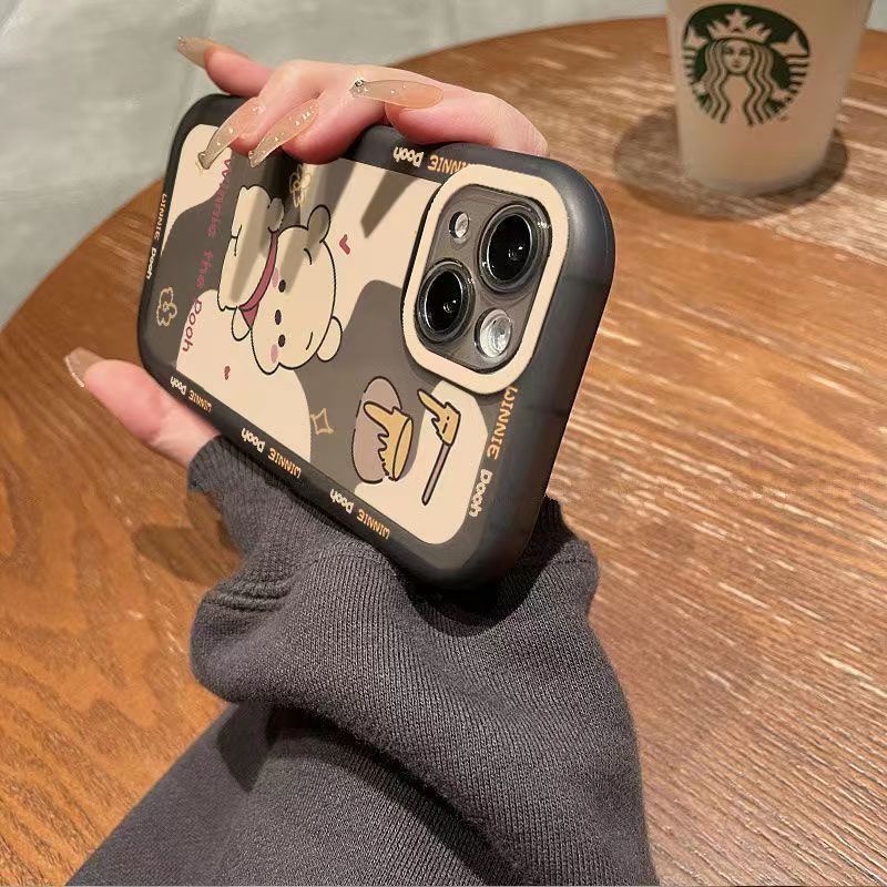 ✅Ốp Điện Thoại Silicon Trong Suốt Hình Gấu Pooh Cho Iphone8 14pro 7 maxplus pro 1213 Xr 8XS2