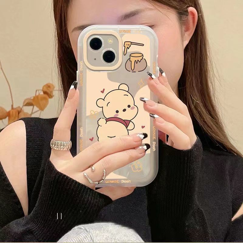 ✅Ốp Điện Thoại Silicon Trong Suốt Hình Gấu Pooh Cho Iphone8 14pro 7 maxplus pro 1213 Xr 8XS2