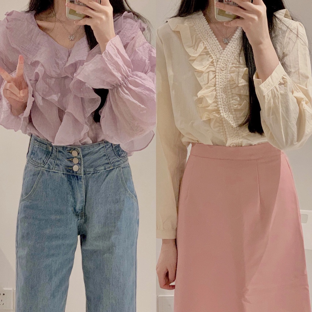 Áo Sơ Mi Chiffon Tay Dài Màu Tím Phong Cách Pháp Thời Trang Mùa Xuân 2023 Cho Nữ