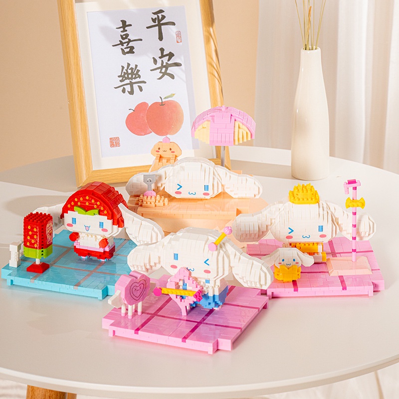 Mô hình lắp ráp Cinnamoroll đáng yêu-đồ chơi Trang trí đồ tạo hình bàn-Một món quà cho một cô gái