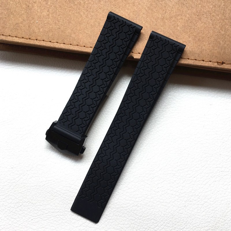 TAG HEUER 5/5✈Dây Đeo Đồng Hồ Bằng Cao Su Silicone Chống Thấm Nước Màu Đen 22mm Cho Nam