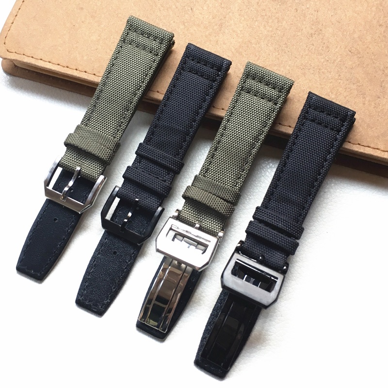 5/5✈Dây Đeo Thay Thế Bằng Vải Bạt Nylon Màu Xanh Quân Đội Cho IWC Mark XVI Portuguese Series 20 21 22mm