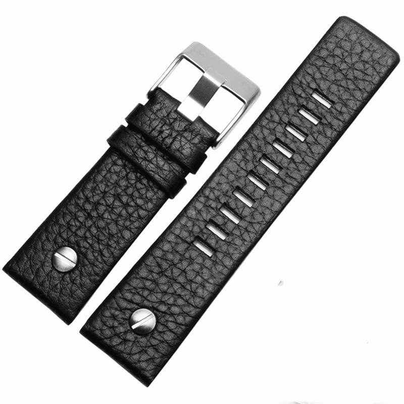 5/5✈Dây Da Đồng Hồ Đeo Tay Diesel 22 24 26 28mm Màu Đen / Trắng